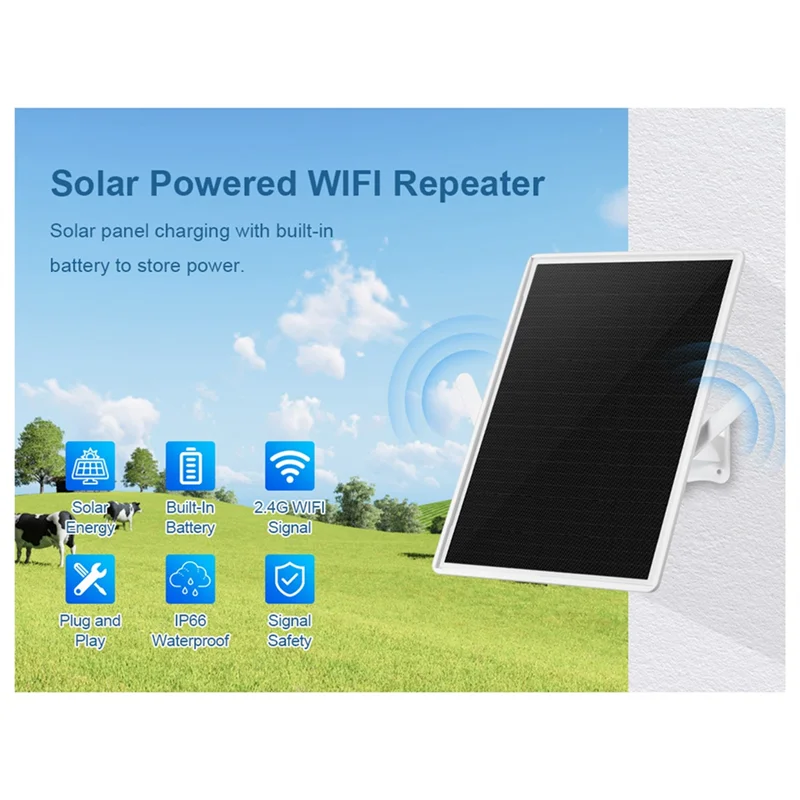 

A01F-Solar Outdoor WIFI Repeater,Weatherproof Wi-Fi Range Extender-2.4Ghz Wireless Internet Signal Booster 20000Mah Battery