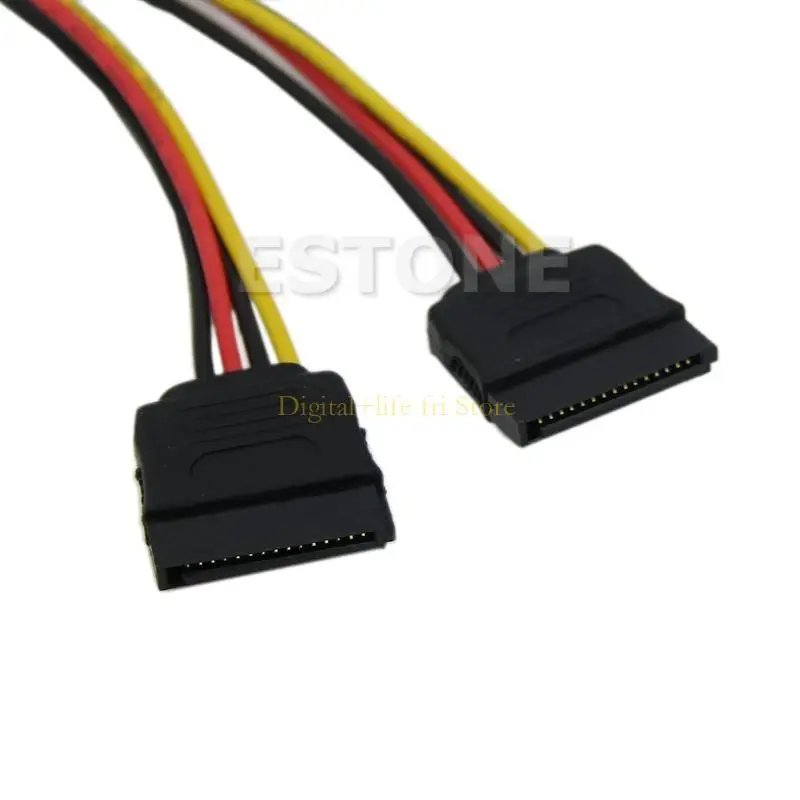 

E06D SSD Power Cable HDD Hard Drive Power Cord Wire 15 Pin Male to 2xSATA 15 Pin Female Power Y-Splitter Extension Cable