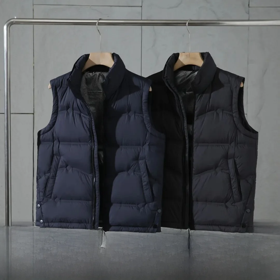 

Men's aphene down Vest High Puffin 90 Du down Full Body Glued Winter Warm Faion Loose Fit Zipper Closure Color