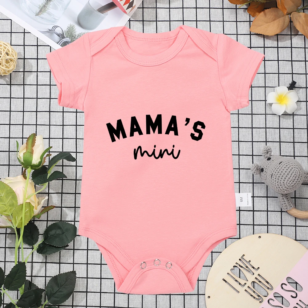 Infant Clothes Baby Boy Bodysuit MAMA\'S Mini Text Print Funny Cute O-neck Short Sleep Cotton Newborn Onesie Home Casual