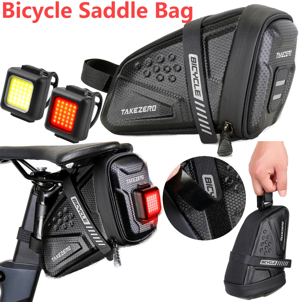 1L Bicycle Bag Large Capacity Bike Seat Bag Back Seat Pouch Reflective Bicycle Saddle Bag EVA for Mountain Road Bikes