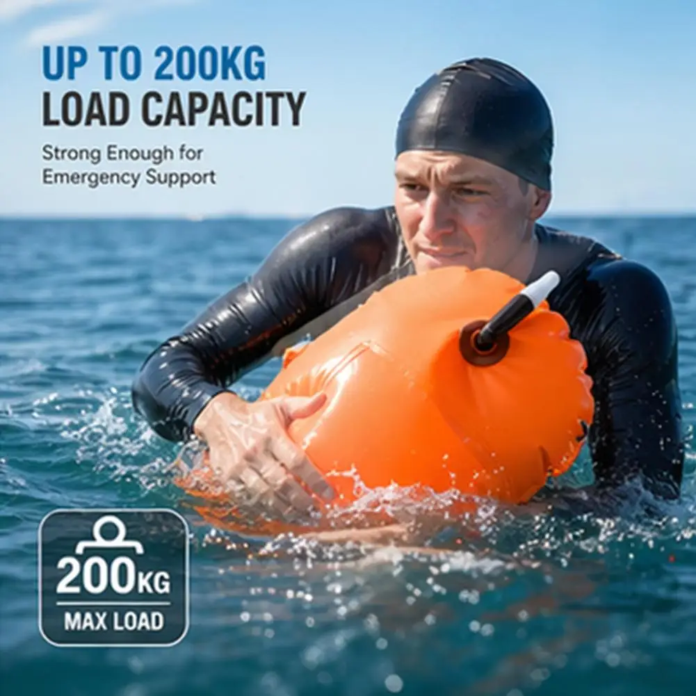 Schwimmboje Wasserdichter Trockensack mit Touchscreen-Handyfach, Schwimmsicherheitsflöße für Freiwasserschwimmer und Triathleten, Schleppflöße – Detail 4
