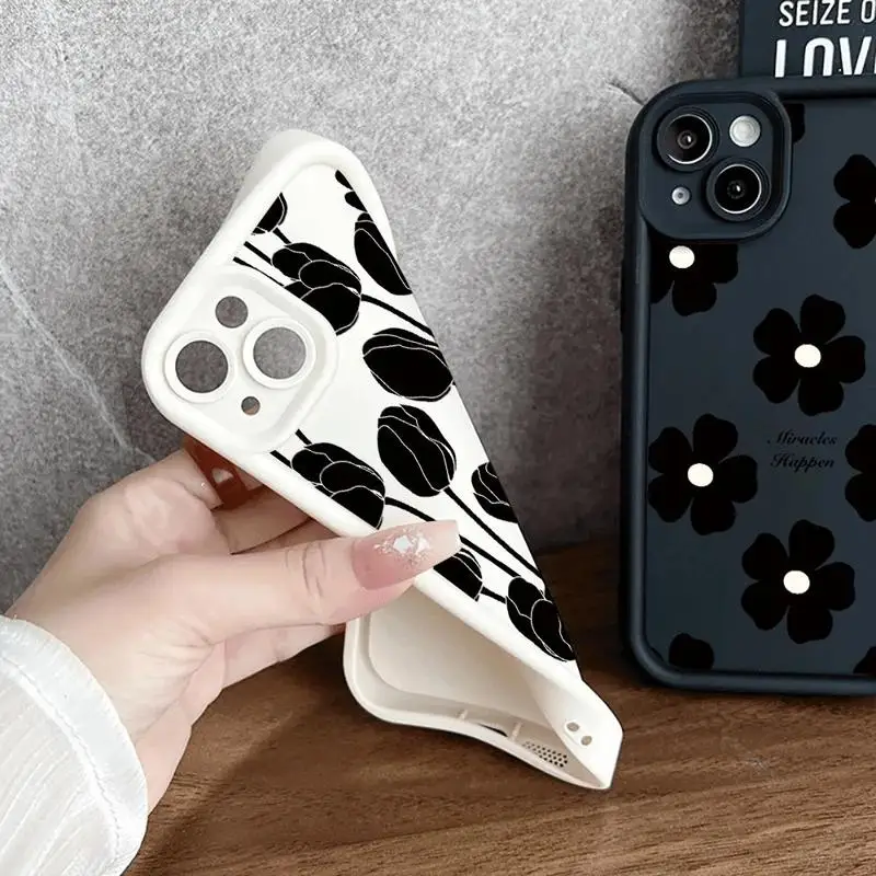 Black Flower Sunflower Phone Case for Xiaomi Redmi Note 10 11 12 13 Pro Plus 11S 12S 11pro 10Pro 12Pro+ soft Silicone funda case