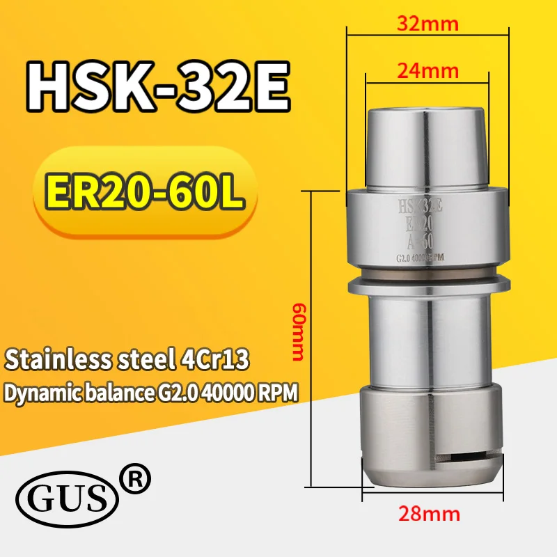 HSK25E HSK32E HSK40E tool holderER11 ER16 ER20collet chuck High speed dynamic balance HSK ER Engraving Woodworking Machine Tools