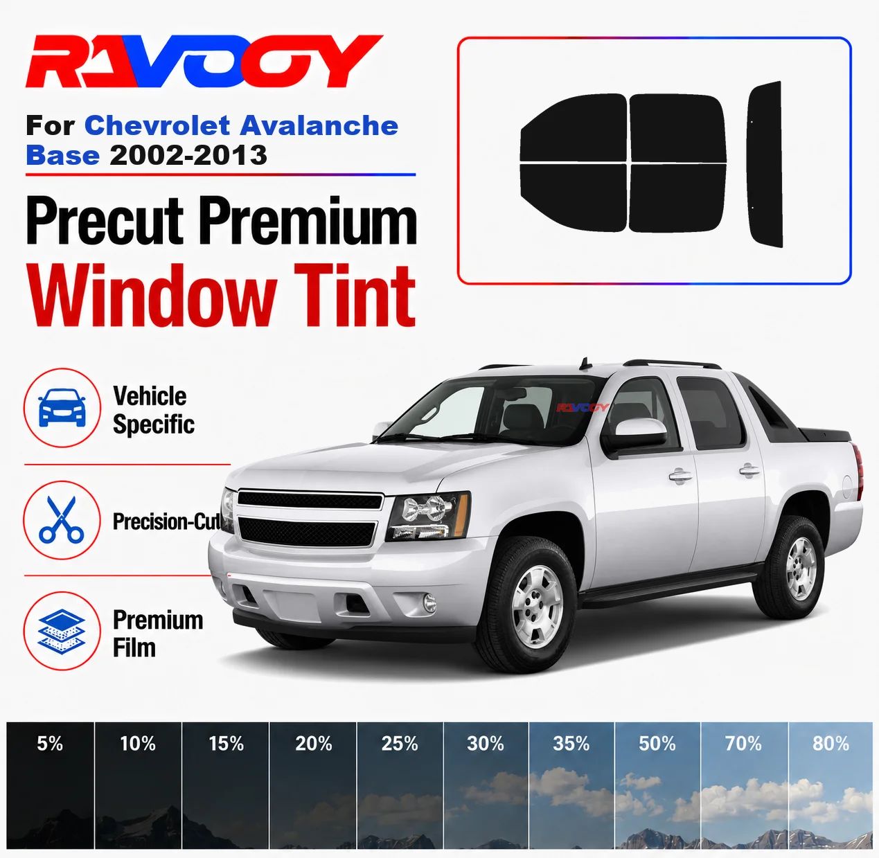 premium-precut-window-tint-kit-front-rear-windows-rear-windshield-for-chevrolet-avalanche-base-2002-2013-nano-ceramic-film