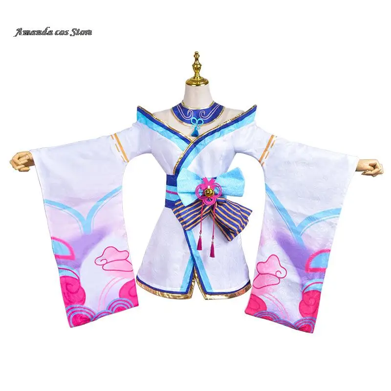 Ahri Anime Game LOL Cosplay Costume The Nine-Tailed Fox Cosplay Costume Clothes and Wig Spirit Blossom Sexy Woman Kimono Suit