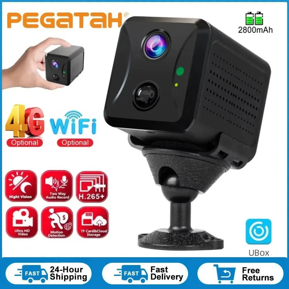 

Ubox Mini 4G Security Camera SIM Card or Wifi Ultra HD Surveillance Camera 2800 mAh Battery Low Power Voice Intercom CCTV Camera