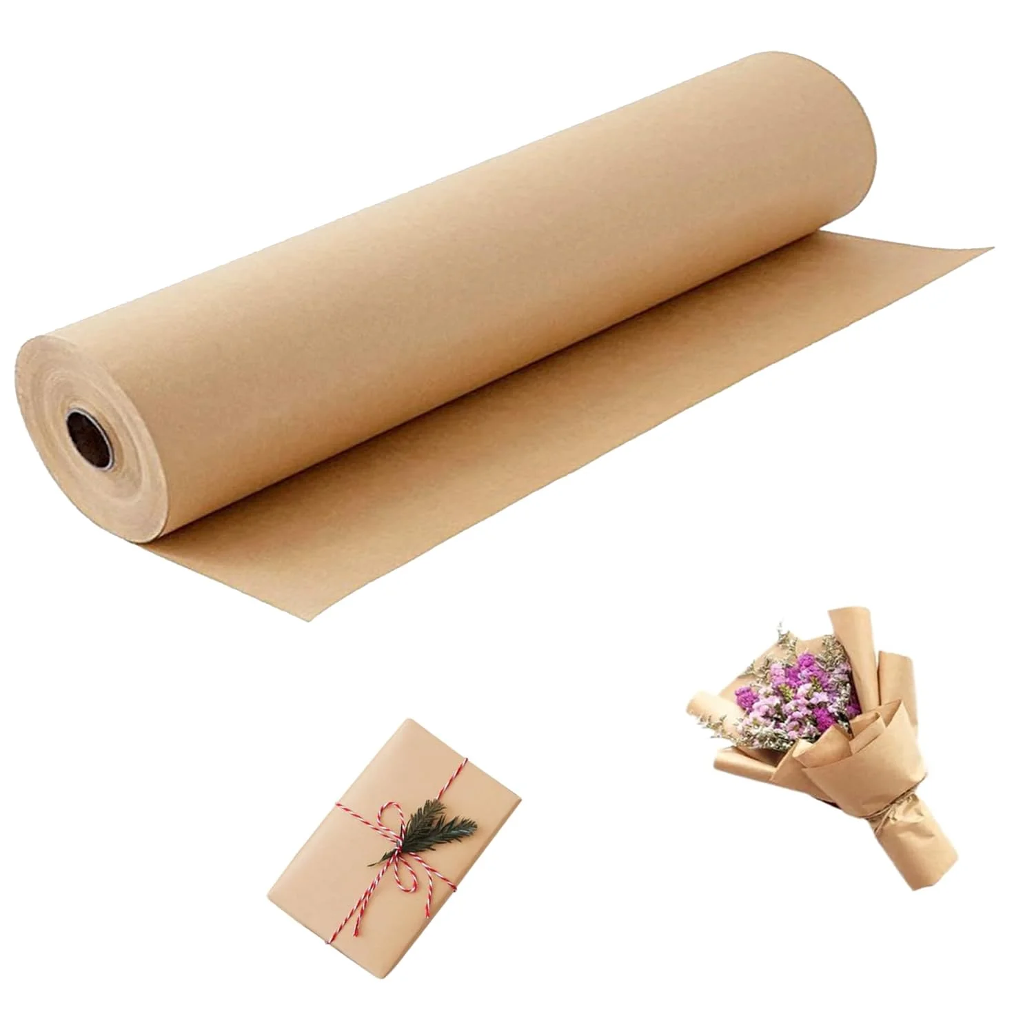 Art Craft Recycled Materials - クラフト紙ブラウン、ギフト包装、引越し、アートクラフト、配送、床材、壁材に最適、100%リサイクル素材