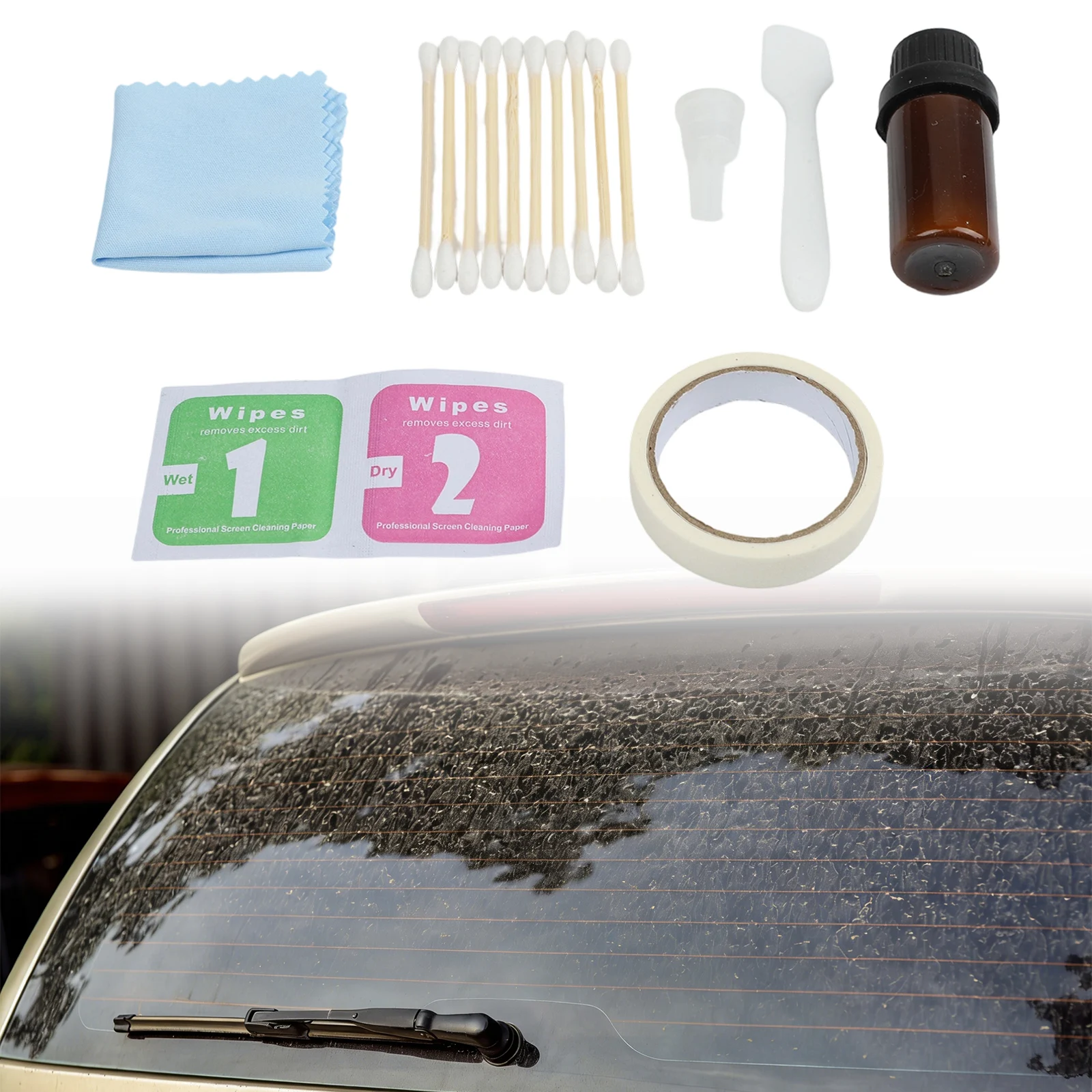 Automotive Rear Windshield Defogger Trace Repair Kit to Restore Functionality of Broken or Scratched Heating Elements