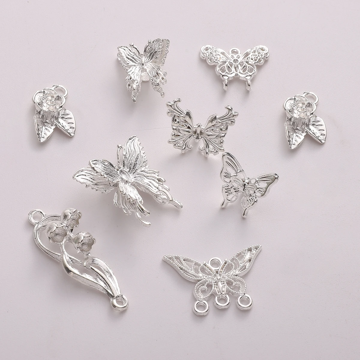 

1-5pcs Silverbeading Butterfly Charms Girls Gifts Beads Pendant for Handmade Diy Earrings Bracelets Jewelry Making Accessories