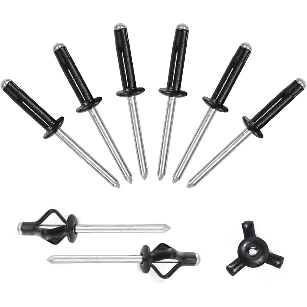 

60 шт. черные трехскладные взрывные поп-заклепки, твердая алюминиевая лампочка для морского каяка