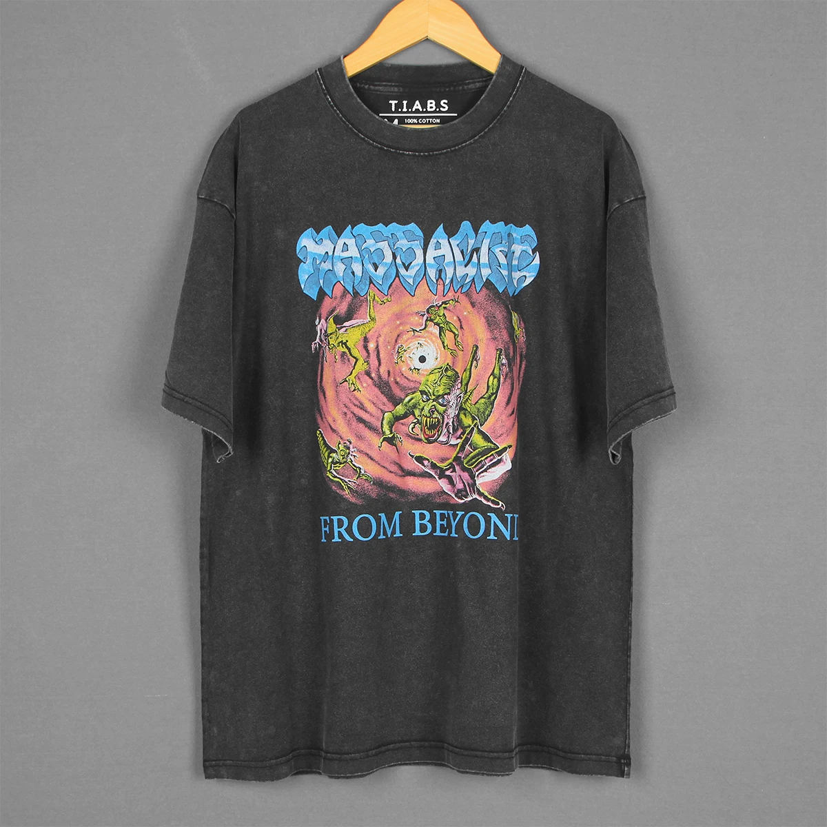 Massacre T-Shirt From Beyond Death Metal Band Morbid Angel Retro Design Vintage Washed Drop Shoulder Loose Fit Cotton Men Shirt