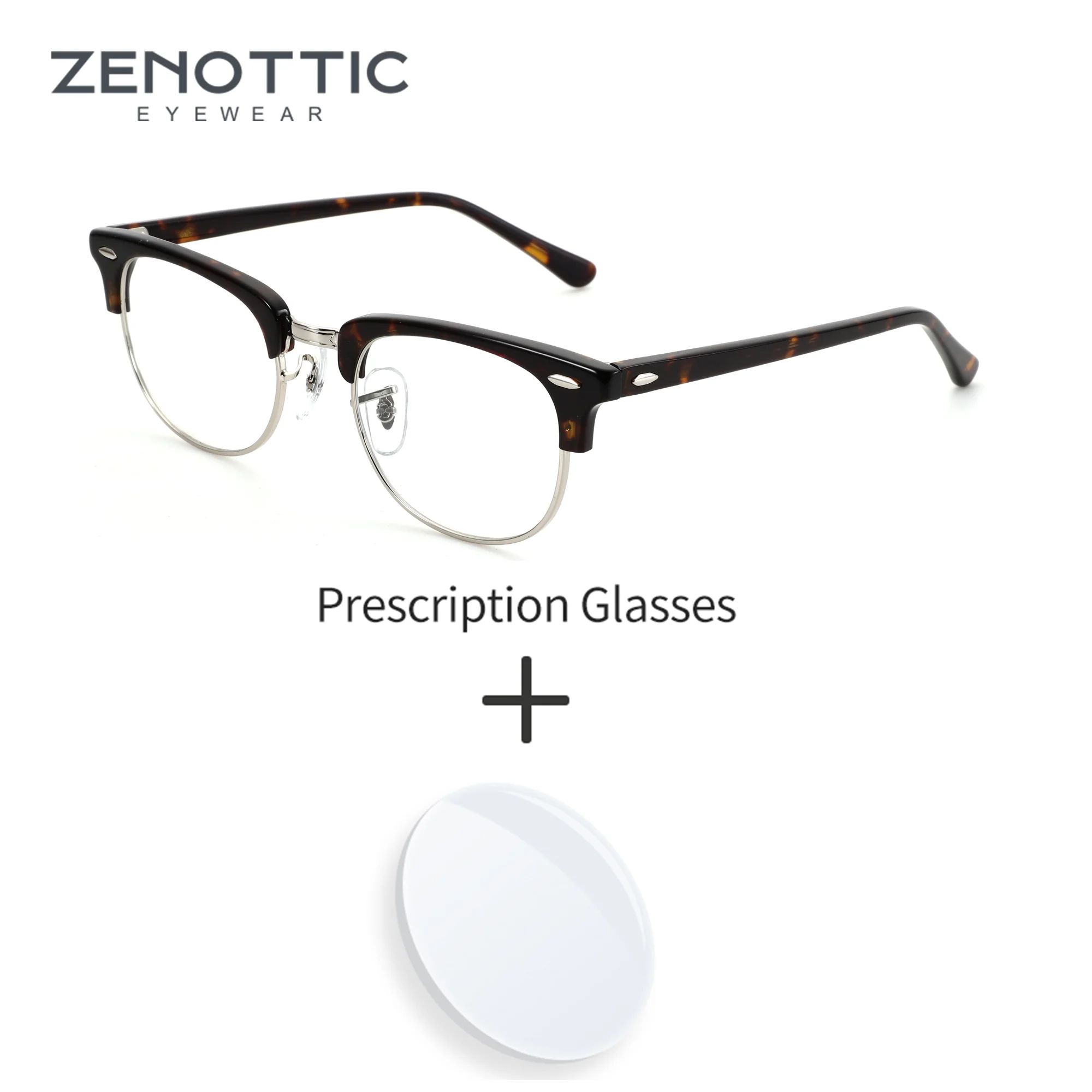

ZENOTTIC S Size Acetate Design Prescription Glasses For Unisex Square Anti Blue Light Photochromic Optical Eyeglasses