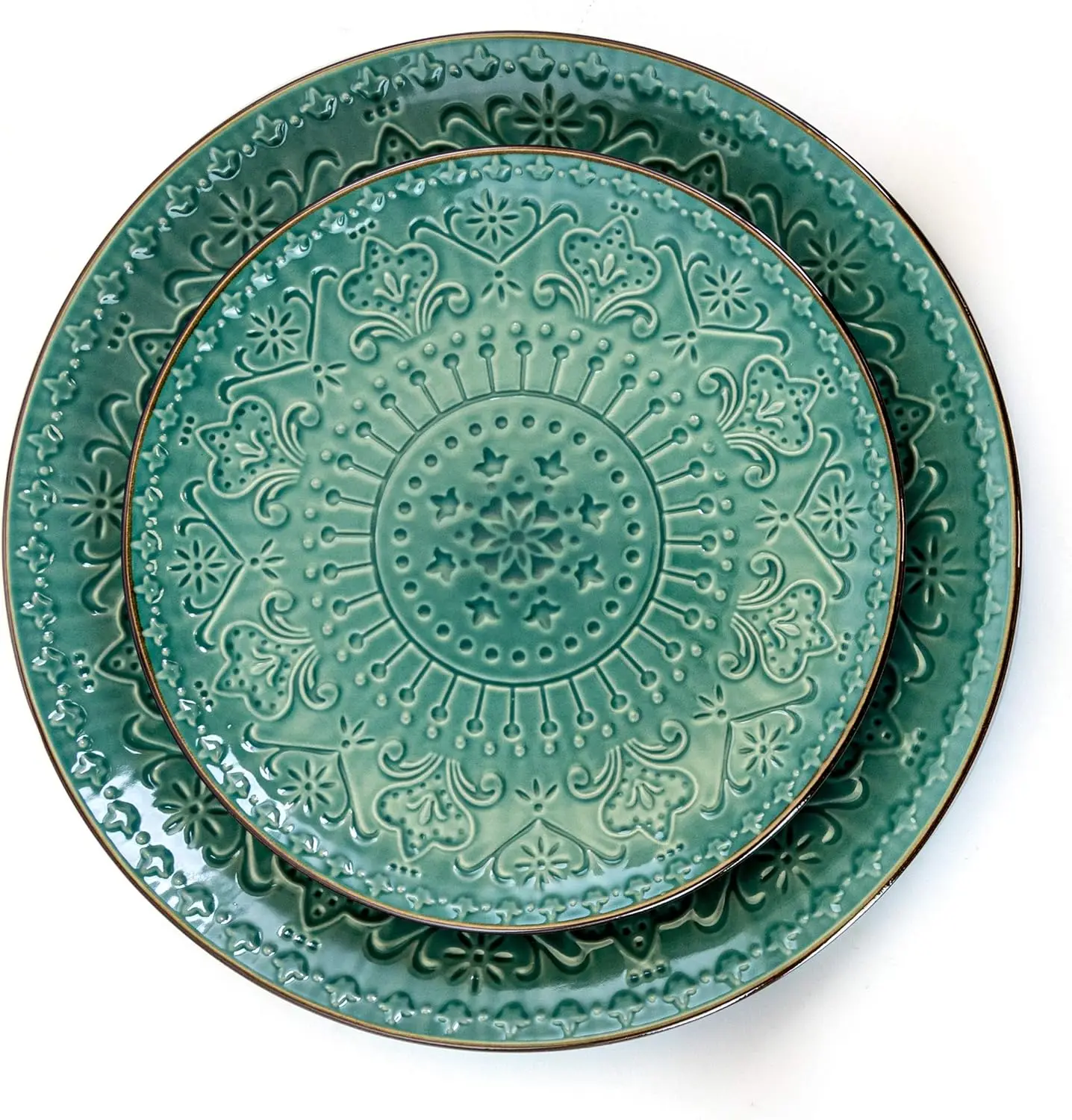 Sea Foam Mozaic 16 Piece Luxurious Stoneware Dinnerware with Complete Setting for 4