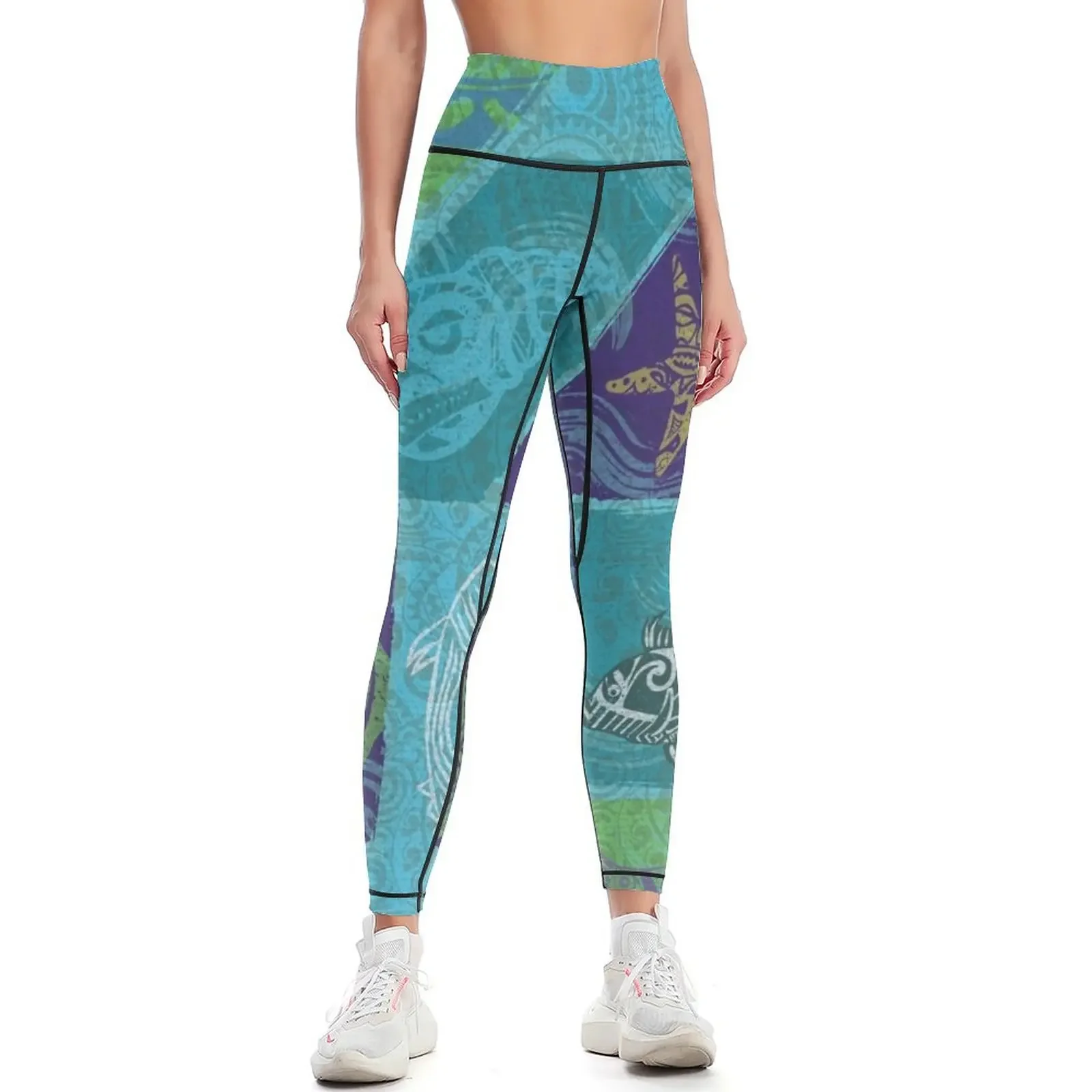 Hawaii Tribal Fish Tapa Print Leggings Women's gym fitness set gym Pants sport Sportswear woman gym Womens Leggings