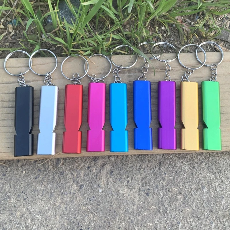 Double Tube Outdoor Survival Survival Whistle Equipment Equipped EDC Tool Flat Aluminum Alloy Dual Frequency Survival Whistle