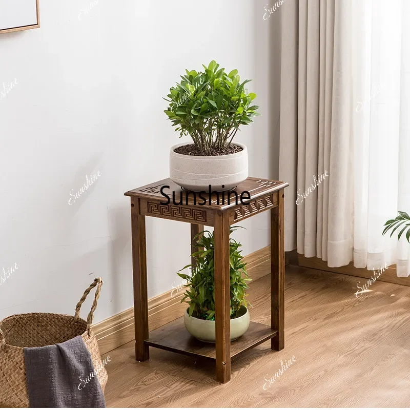 Indoor flower rack Living room floor rack Solid wood high-end ornament flower pot rackTJ