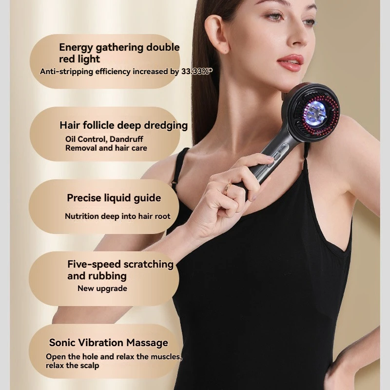 مشط تدليك كهربائي بالاهتزاز مدلك الرأس أحمر أزرق أرجواني ثلاثة ألوان علاج بالضوء بصيلات الشعر العميق تجريف العناية بالشعر co
