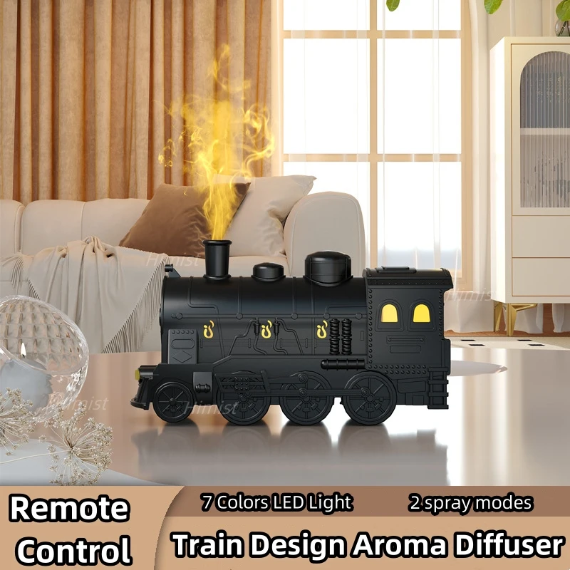 

300ml Mini Train Shape Essential Oil Diffuser with Light Type-C USB Cool Mist Air Humidifier Remote Control Aromatherapy Difusor