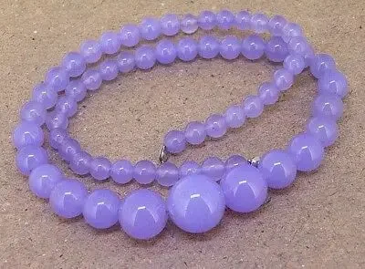 

6-14mm Light purple natural chalcedony jades gem round beads necklace 18"