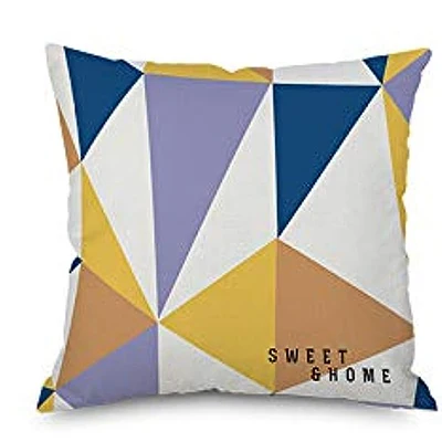 Nordic Simple Irregular Geometric Decoration Pillow Cover, Blue, Purple,, Single-Sided Printed Linen Square 40X40cm