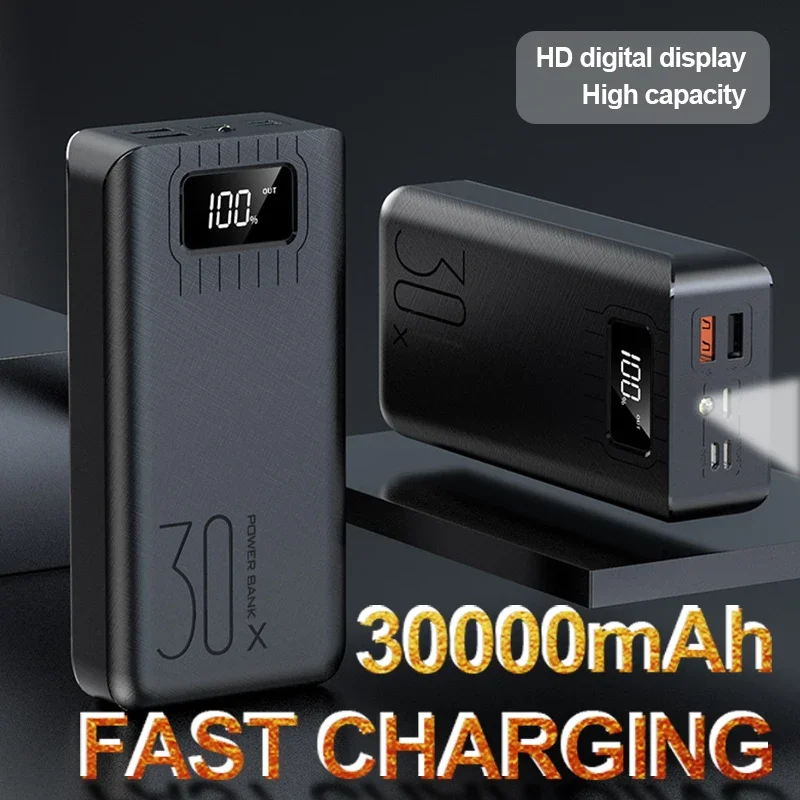 

30000mAh Power Bank Fast Charging Portable Charger Digital Display Large Capacity External Battery Pack with LED for mi IPhone