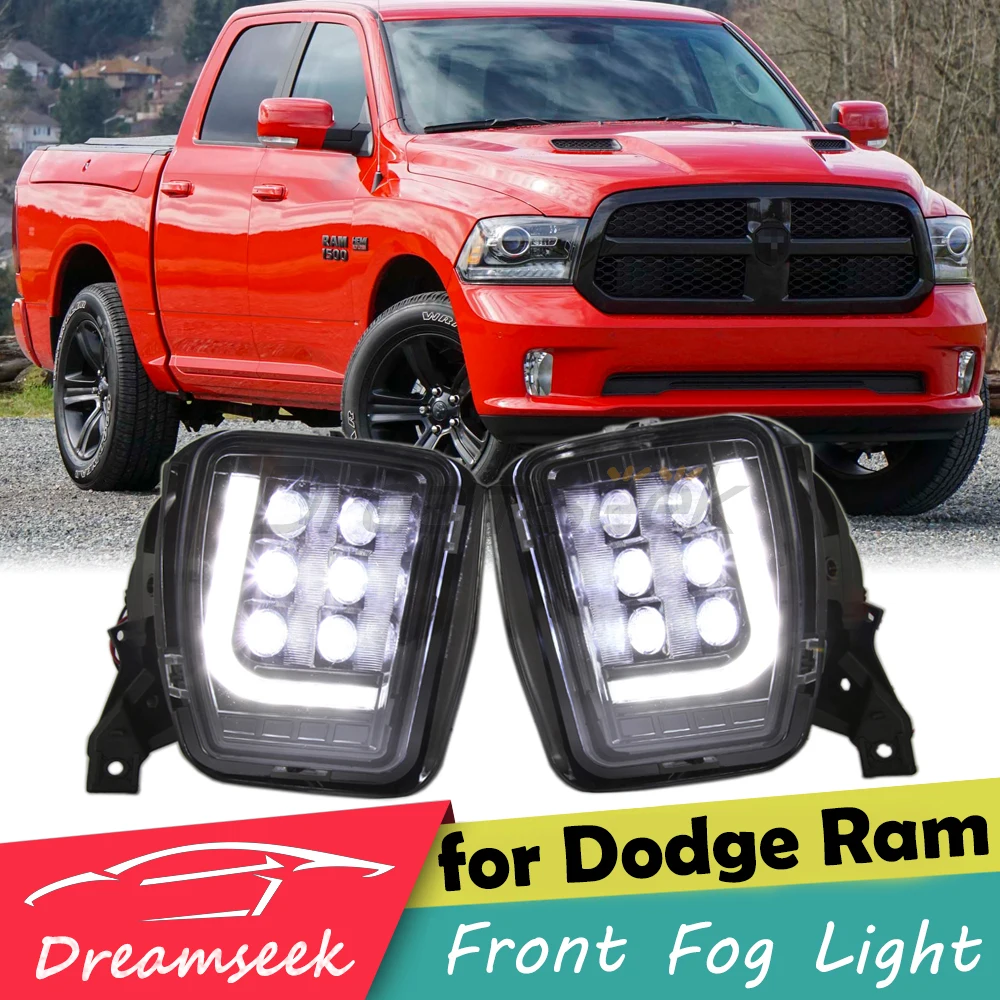 LED Front Bumper Fog Light For Dodge Ram 1500 2013 2014 2015 2016 2017 2018 White Driving Lamp Bulb Black Cover Car Accessories