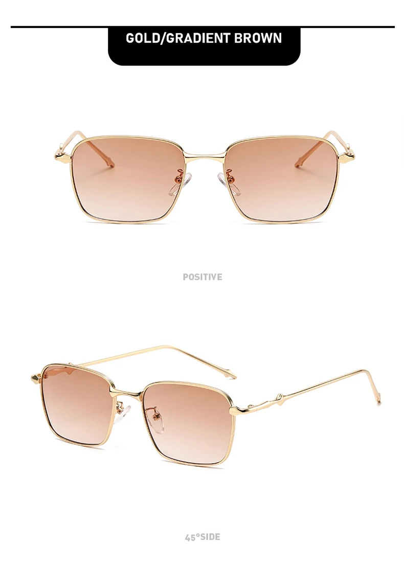 Raffinierte Sonnenbrille im reifen Stil mit dünnem Metallrahmen, quadratischem Design und Gesichtsverschlankung für einen trendigen, vielseitigen Stil 2184 – Detail 8
