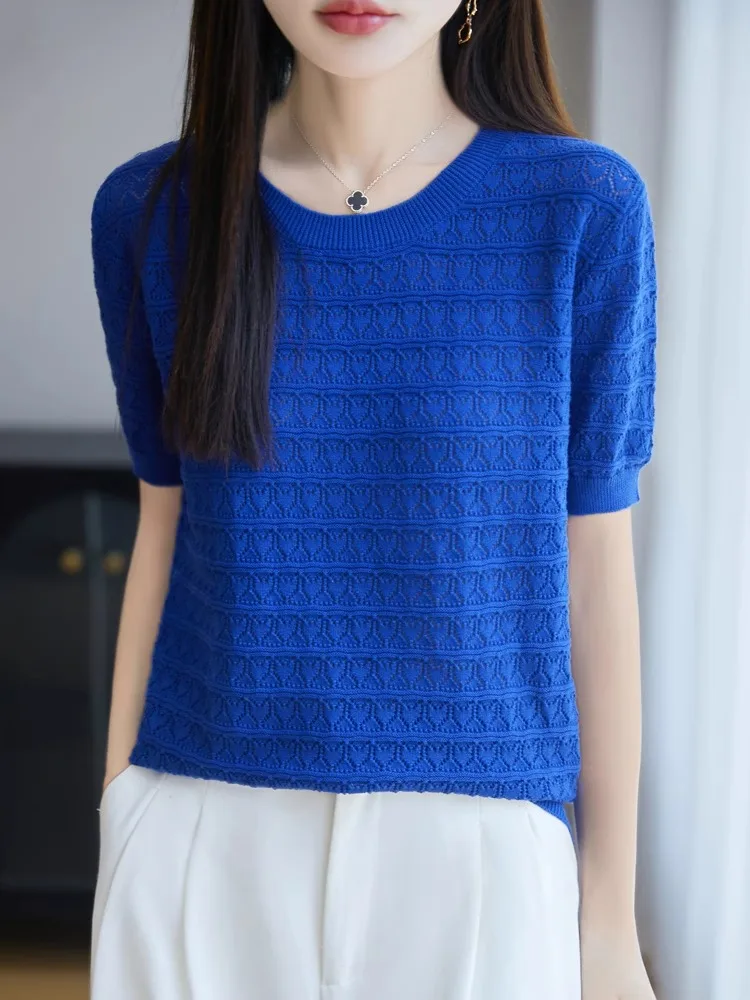 القطن الخالص محبوك الجوف خارج ort Sve تي شيرت المرأة Faion تصميم تنوعا قاعدة طبقة علوية الصيف الرطوبة ng #3