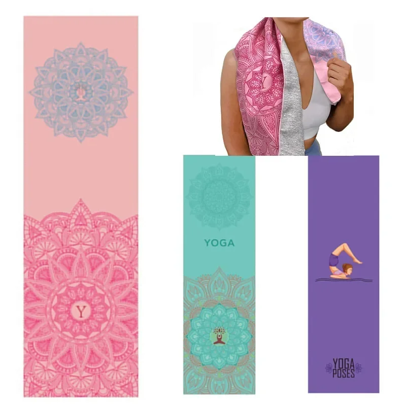 30*100cm Yoga Towels Fitness Towels Suede Microfiber Sport Travel Quick-drying Sweat-absorbent Yoga Sports Towel Cushion Pilates