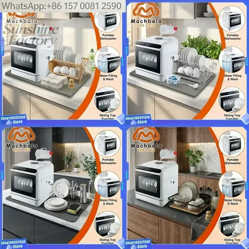 OEM Smart Countertop Dishwasher No Plumbing Built-in Water Tank 5 Place Settings Mini RV Portable Dish Washer Factory