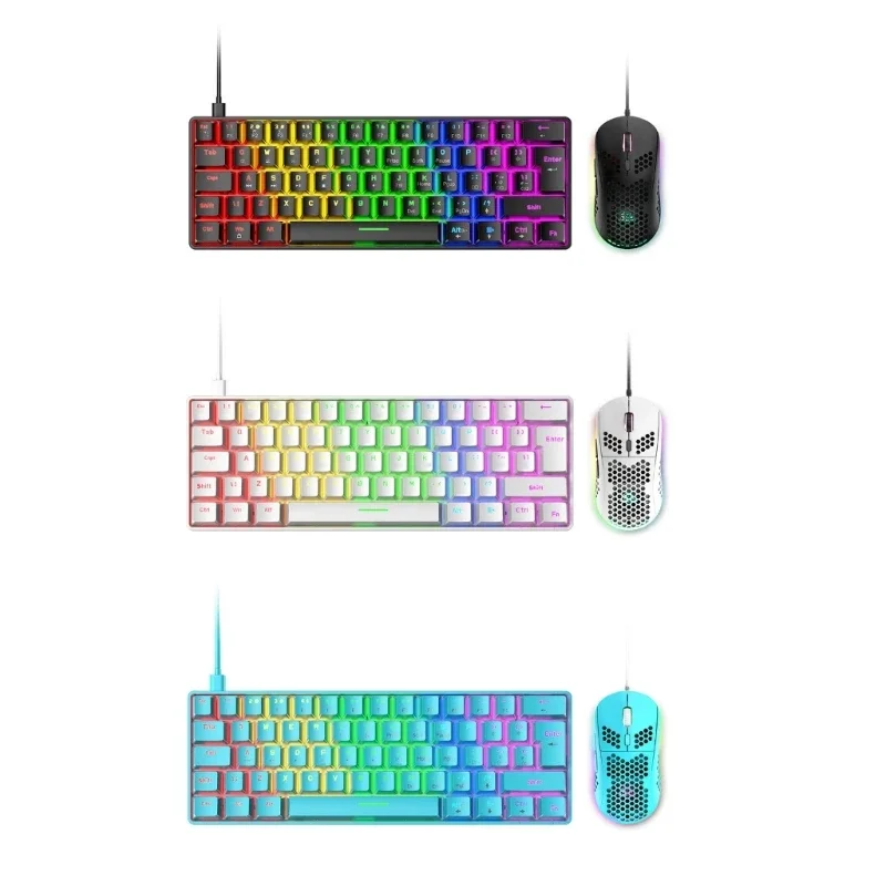 

Игровая механическая клавиатура и мышь, 62 клавиши, USB RGB, подсветка, Прямая поставка