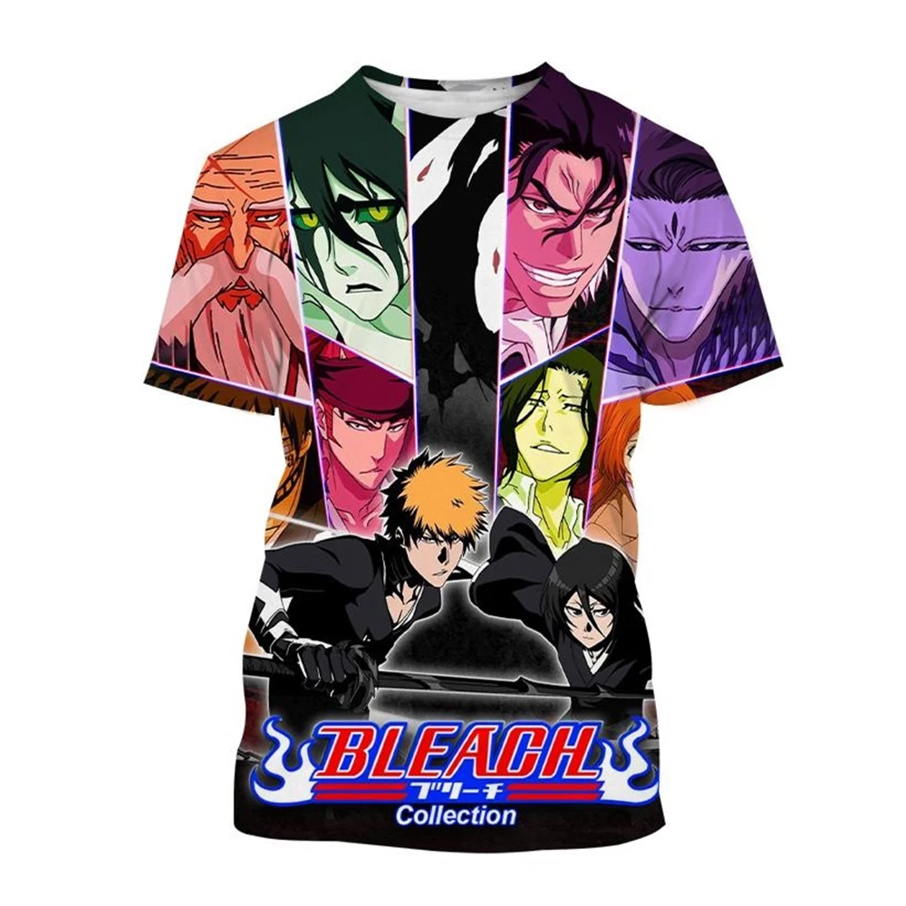 Kids Hot sale Summer Kurosaki Ichigo 3D print T-shirt Anime BLEACH Fashion Short Sleeved Tees 2-13 Years Boys Girls Top Clothes