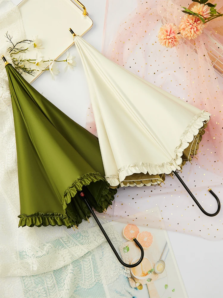 

Princ Sle Long Handle Sun Umbrella Super Strong UV Protection Floral Women's Brolly Sun Rain Dual Purpose Umbrella