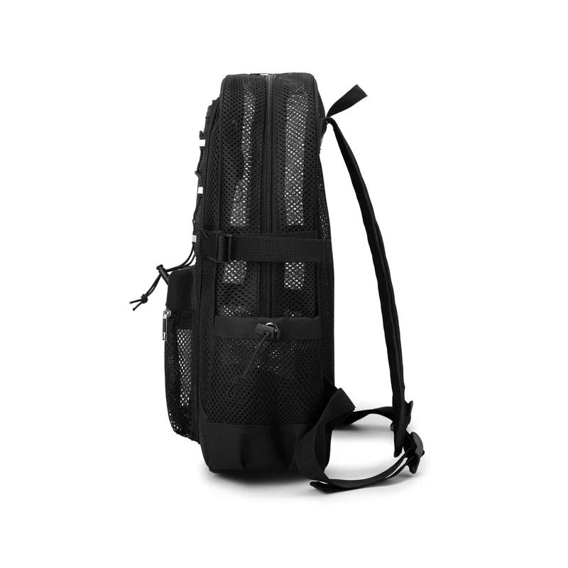 Breathable Full Mesh Backpack Bungee Cord Design Multi Pocket Casual Daypack Lightweight Travel School Backpack For Men Women