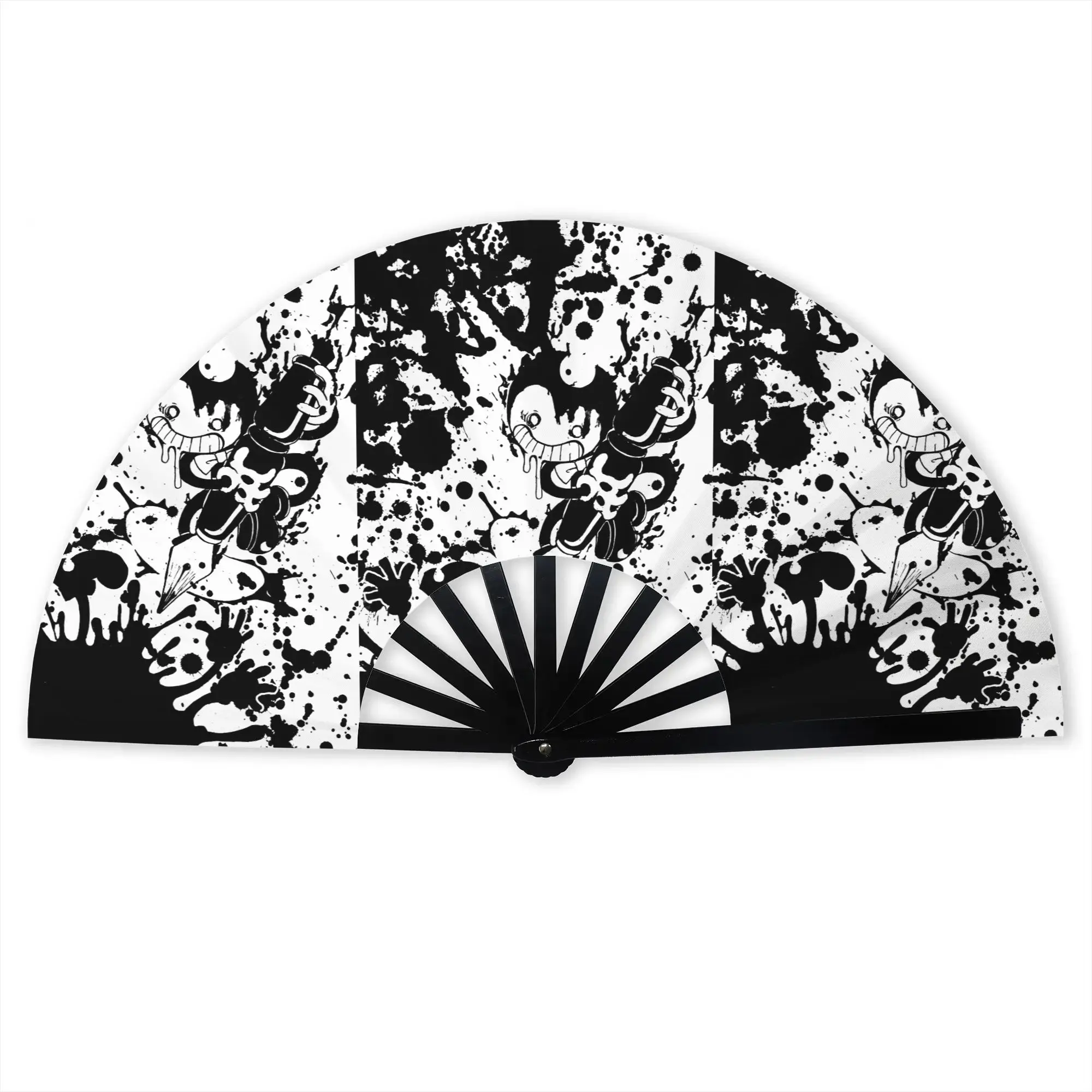 Customized B-Bendyes Game Portable Pocket Fan Outdoor Manga Anime Polyester Folding Fan Chinese Dance Handheld Cooling Fans