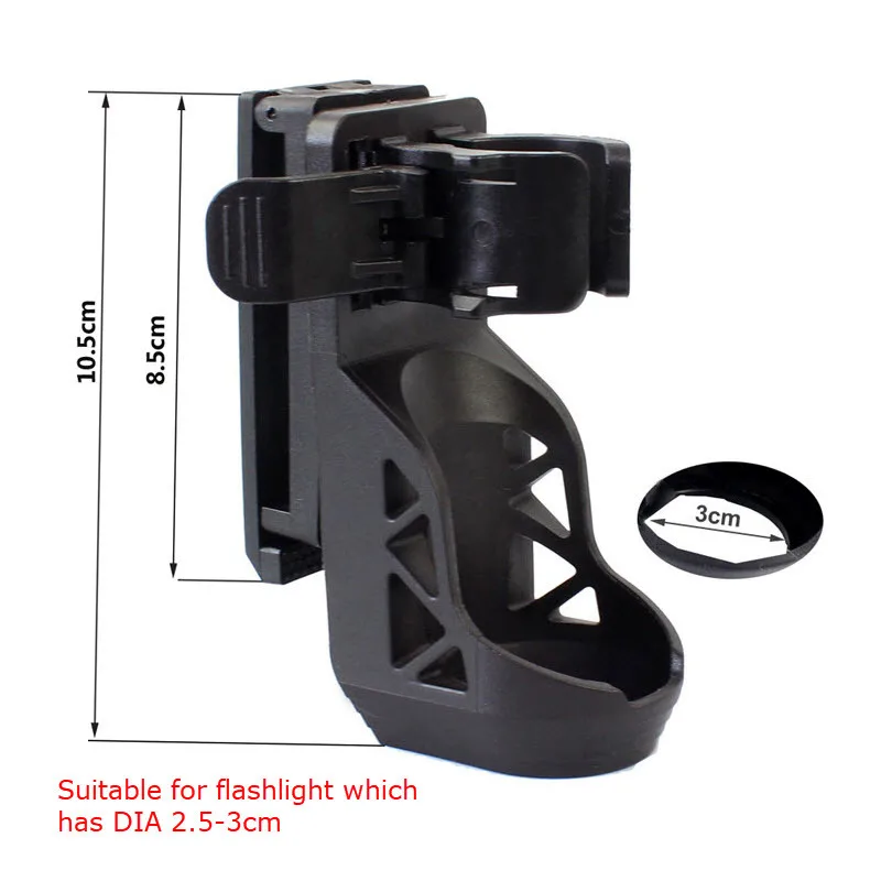 Tactical Flashlight Holder 360 Degree Rotate PVC Plastic Steel Adjustable Diameter Outdoor Hiking Camping Hunting Accessories