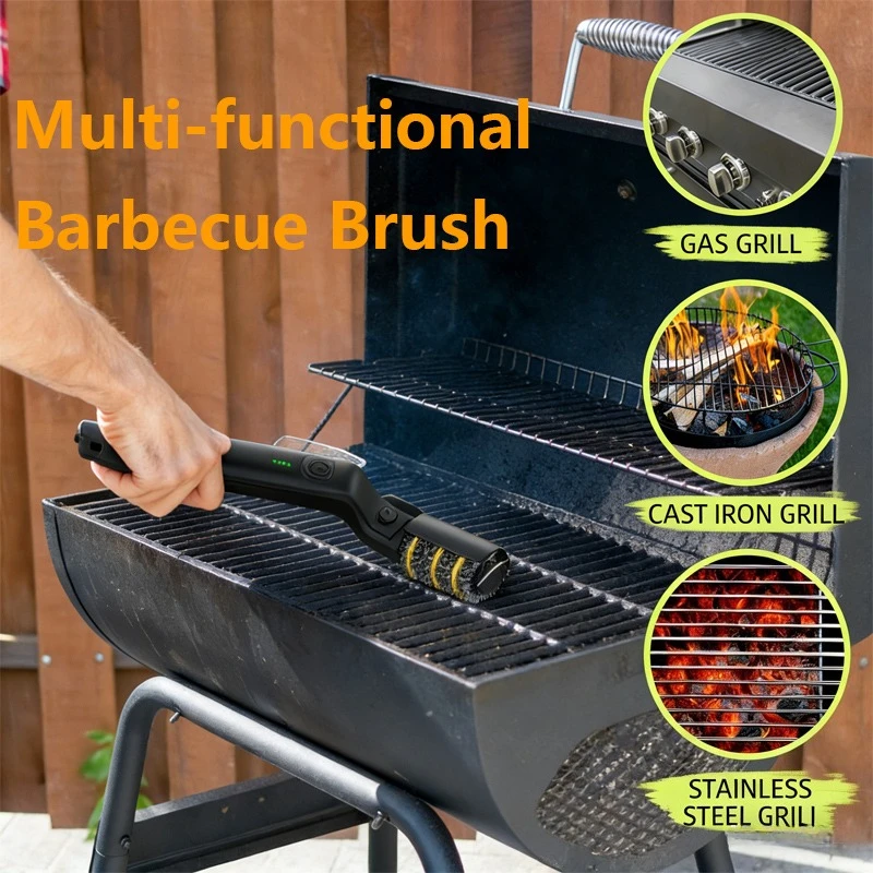 Electric Rotary Grill Cleaner Brush 3-Speed Adjustable 2600mAh Cordless Rechargeable BBQ Cleaning Brush Tool for Outdoor BBQ