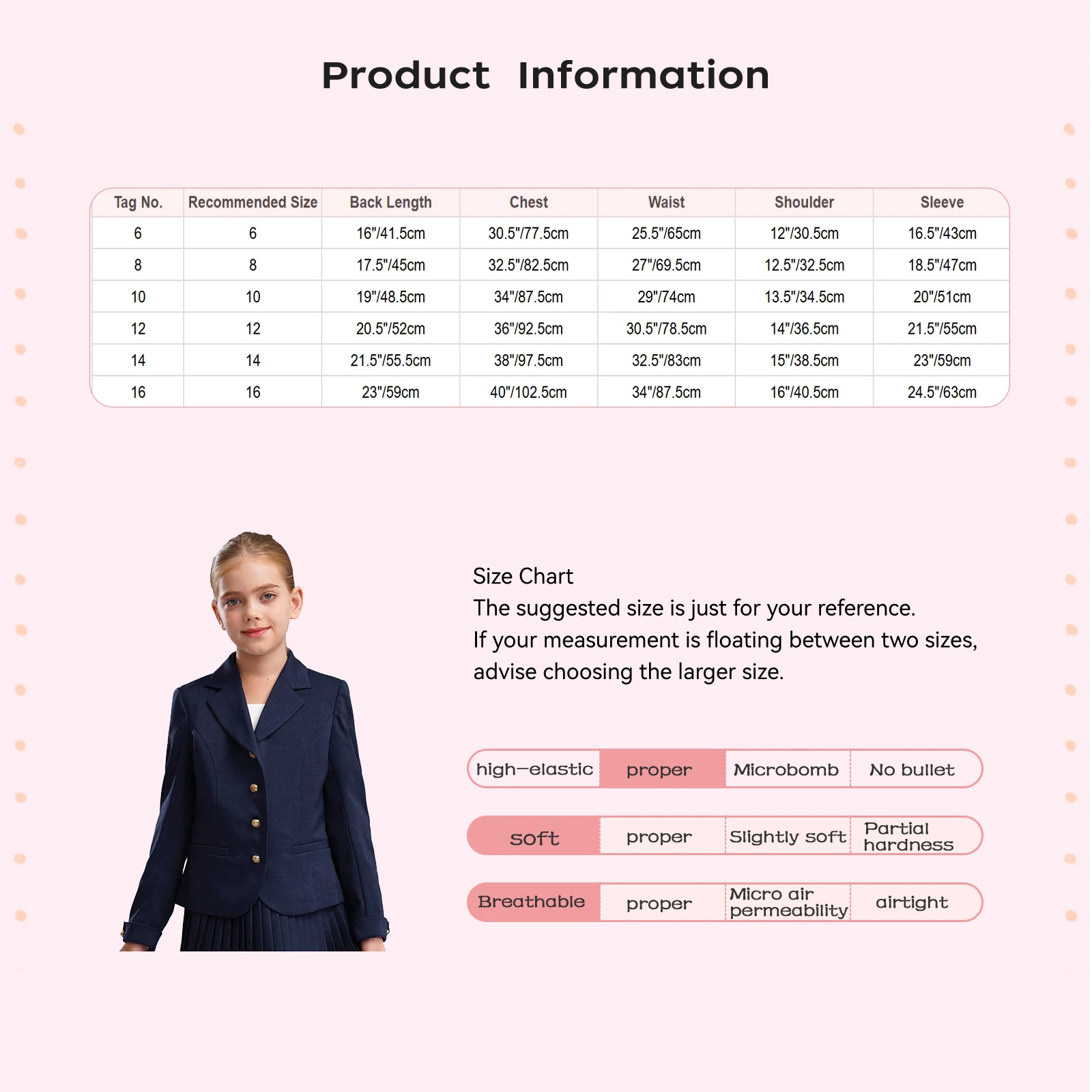 Giacca blazer per bambini Ragazze Bambini Manica lunga Risvolto solido Abito formale Cappotto Uniforme scolastica Abito formale Top Giacca Capispalla