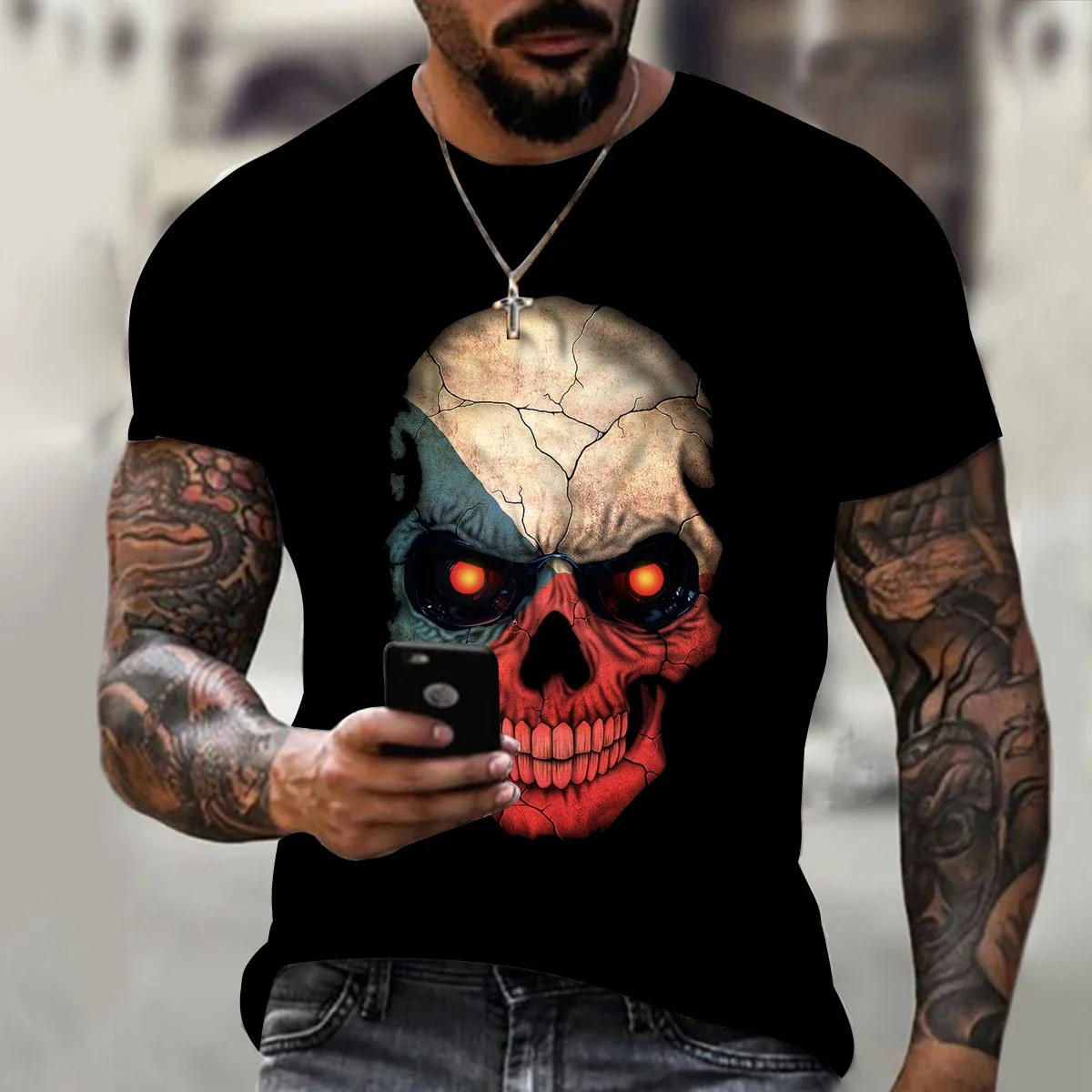 2024 Death Is Coming Skull 3D Print Crew Neck Adult T-shirt Street Fashion Cool High-quality Cotton Spring/summer Hot Style