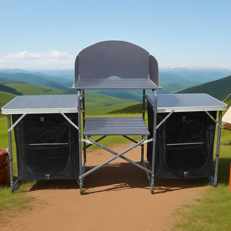 Outdoor Portable Camping Kitchen Camping Dining Table Cabinet Aluminum Alloy Cabinet Mobile Cabinet Folding Table