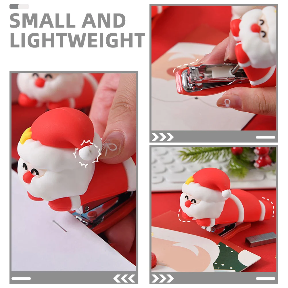 Papai noel pequena grampeador portátil desktop escritório dos desenhos animados mini grampeador para viagens escolares bonito papelaria mini kit de material de escritório