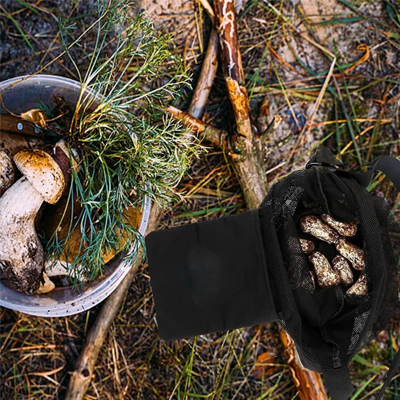 AB34-2PCS Mushroom Hunting Net Bag Harvest Mushroom Basket Collection Bag Large Capacity Mesh Garden Fruit Picking Bag