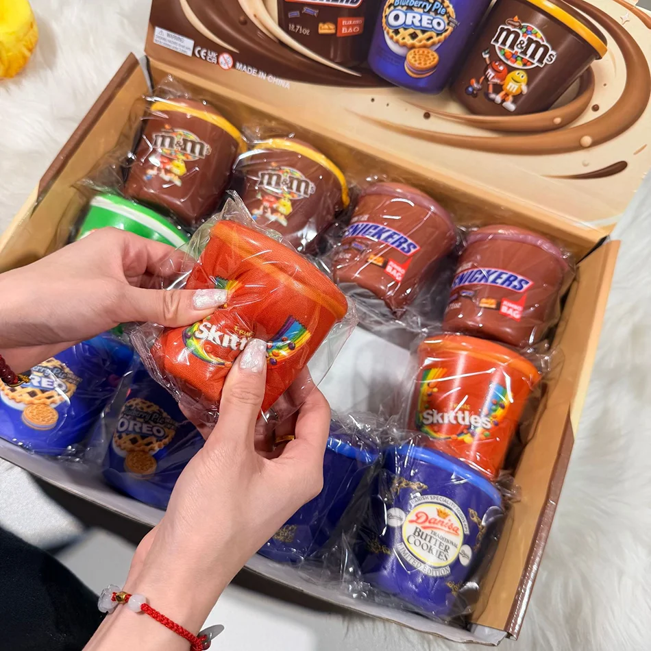 Cute Mini Simulated Snack Bucket Squishy Toy, Slow Rising Soft Silicone Stress Relief Fidget Toy, Hot Selling Christmas Gift