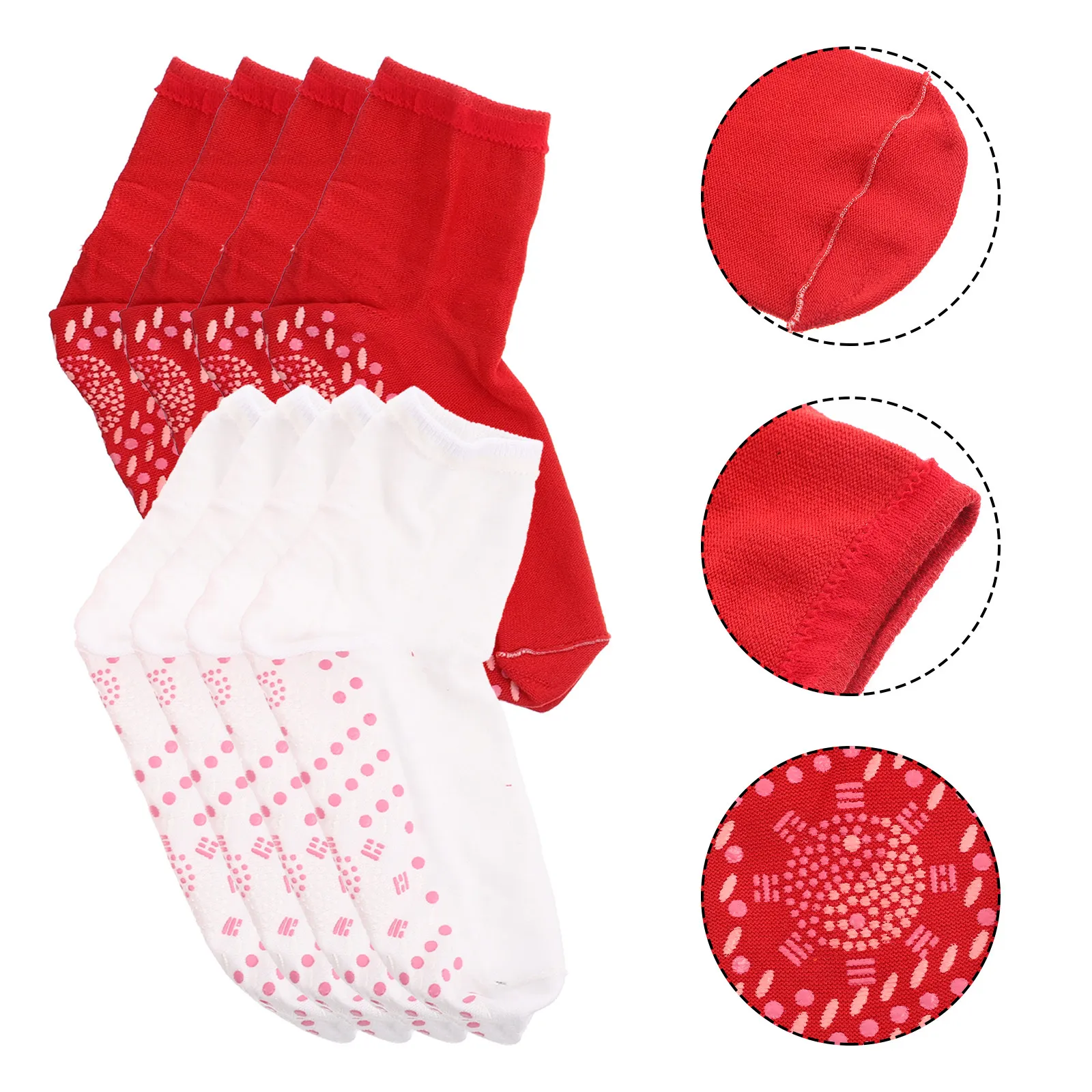 

4Pairs Self Heating Socks Warm Cotton Non Slip Bottom Stretchable Breathable Workout Socks Men Women Women Accessory