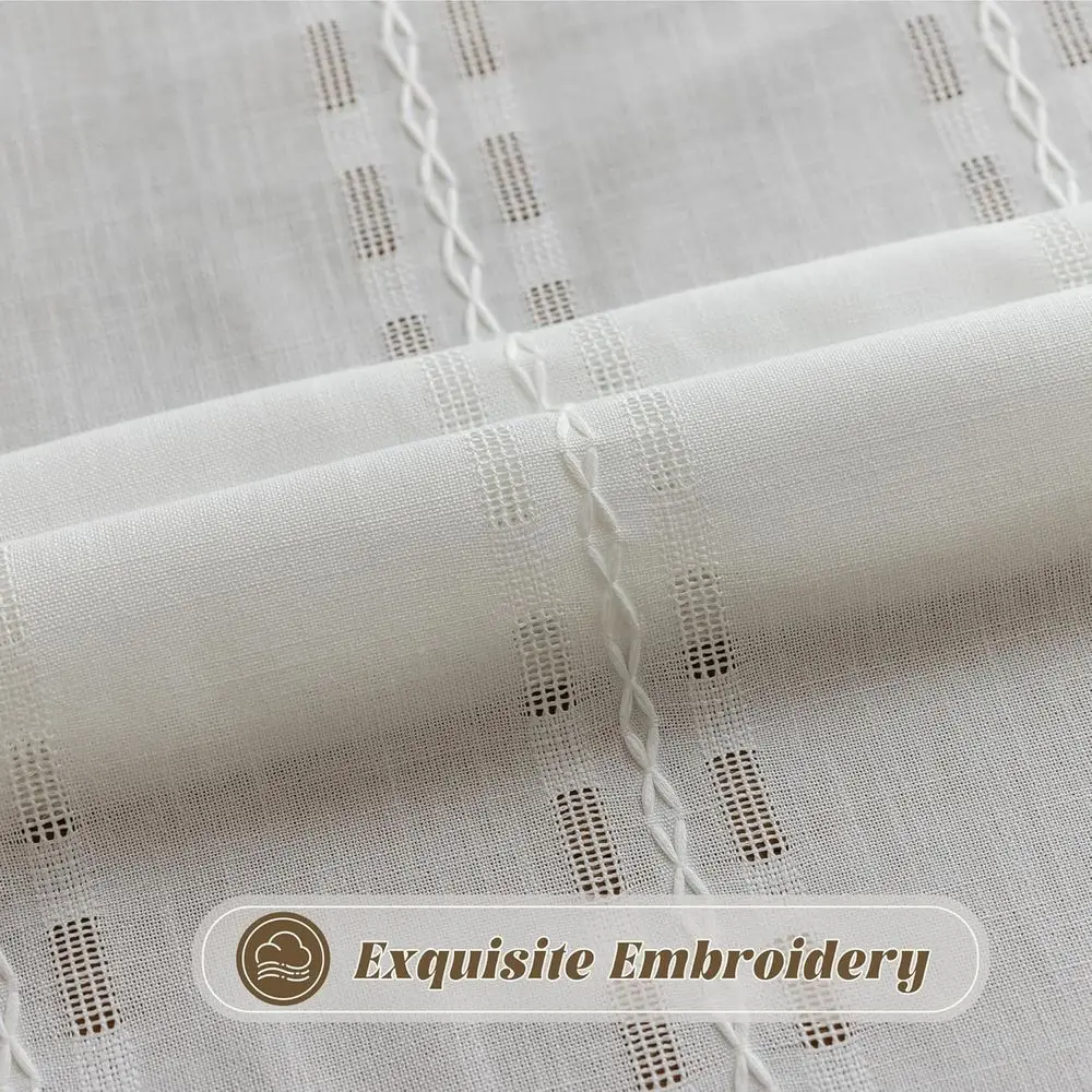 Cortinas de linho semitransparentes vintage, 96 longas, 2 painéis boho para sala de estar, quarto, berçário, filtragem de luz, privacidade, bo neutro