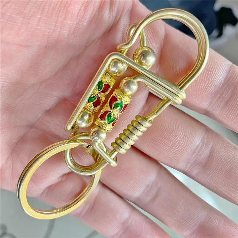 Vintage Keychain Vintage 3D Brass Car Keychain Elegant Key Ring Fob Chain Holder Fashionable Women's Keyrings & Keychains