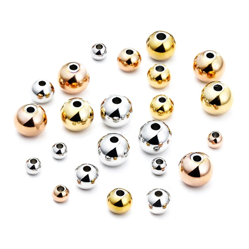 

Stainless Steel 3 4 5 6 8mm Rose Gold Color Black Beads Charm for Jewelry Making Loose Spacer Bead DIY Bracelets Necklace Beads