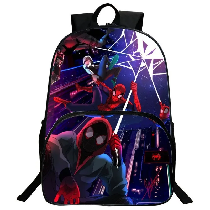 Marvel Anime Figure Parallel Universes Spiderman Miles Morales Gwen Stacy Children\'s Student Backpack Schoolbag Birthday Gifts