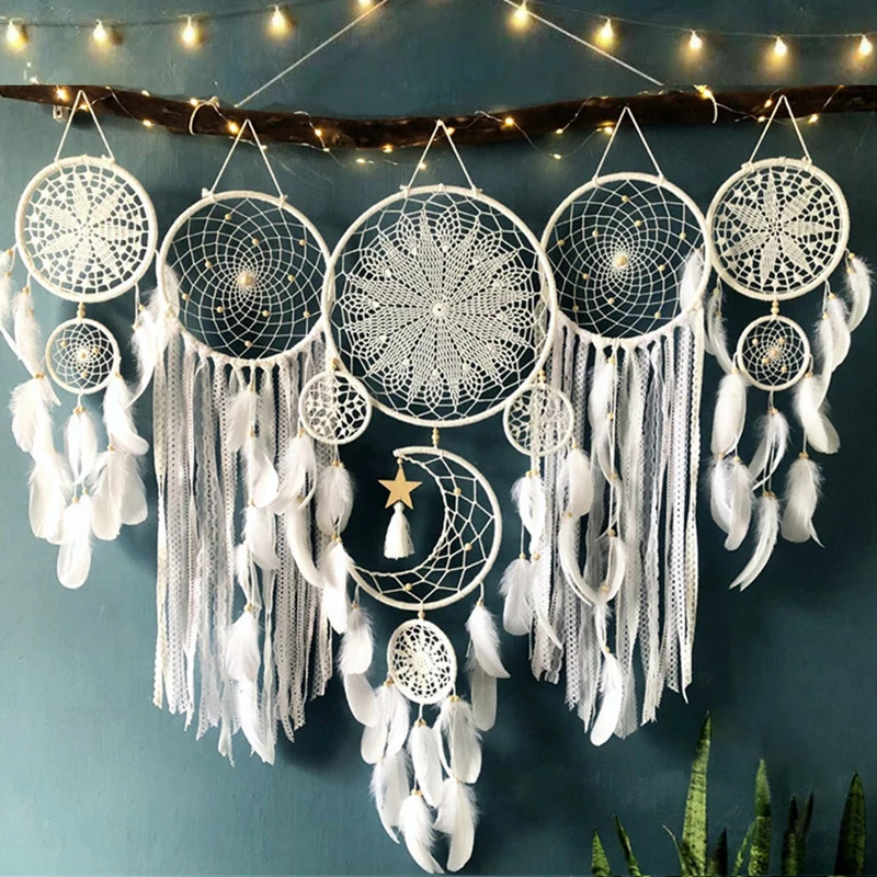 

5pcs/set Dream Catchers Boho Home Decor Macrame Dream catchers Wall Hangings Moon Ramadan Baby Nordic Room Kids Nursery Ornament